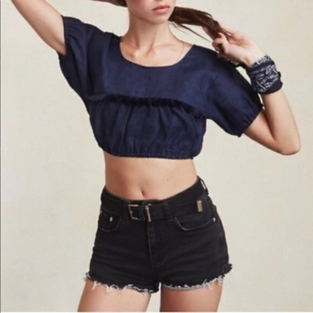 Reformation denim cropped top
